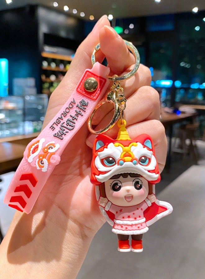 B368 Pink girl cartoon keychain accessory*1 piece