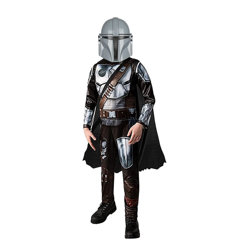SINSEN Mandalorian Costume Kids Child Boys Mandalorian Half Face Mask Black Series Halloween Mandalorian Outfit Bodysuit with Cloak - Image 1