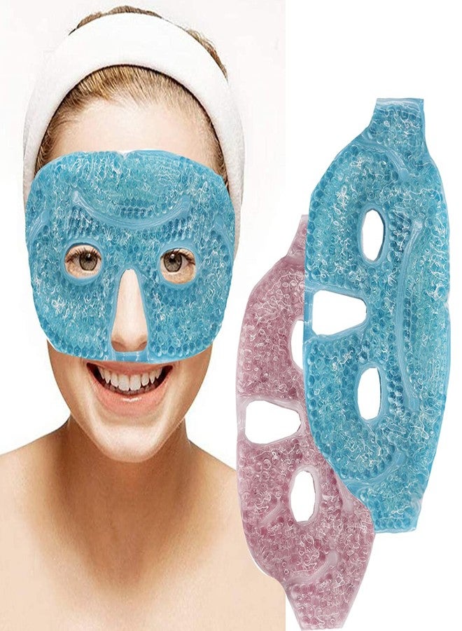 Coldcool 2PCS Ice Face Eye Mask, Cold Hot Gel Face Eye Mask,Face Mask Reusable Gel Bead Ice Mask with Soft Plush for Cooling Freezer Eye Mask for Puffy Eyes, Redness, Headaches, Stress - Image 1