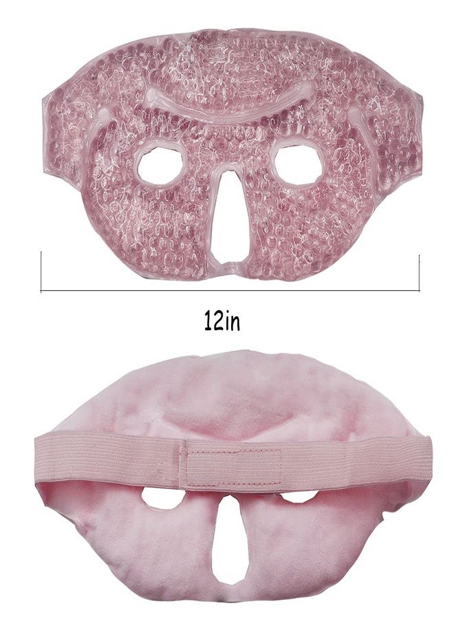 Coldcool 2PCS Ice Face Eye Mask, Cold Hot Gel Face Eye Mask,Face Mask Reusable Gel Bead Ice Mask with Soft Plush for Cooling Freezer Eye Mask for Puffy Eyes, Redness, Headaches, Stress - Image 2