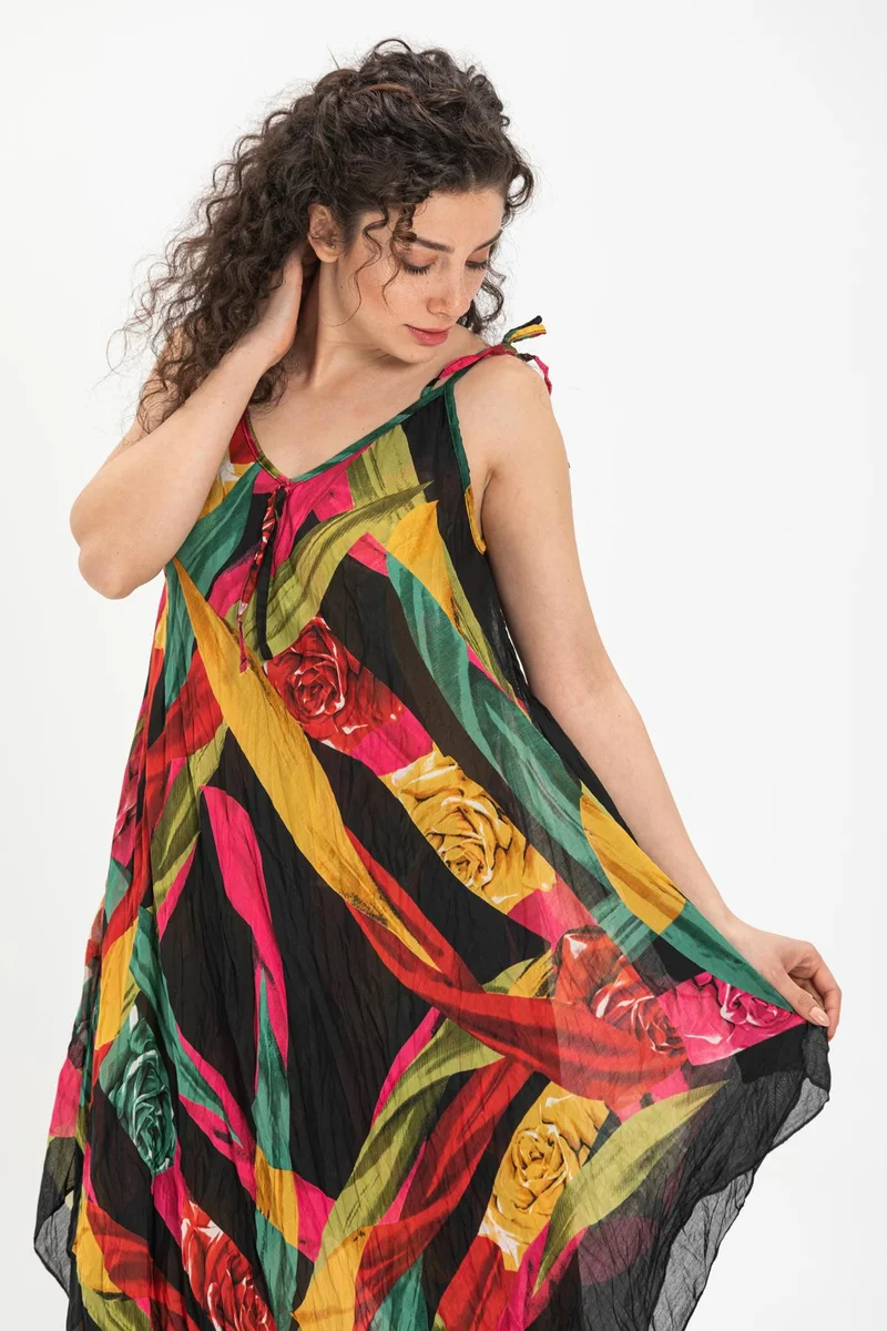 Eliş Şile Bezi Floral Print Midi Dress