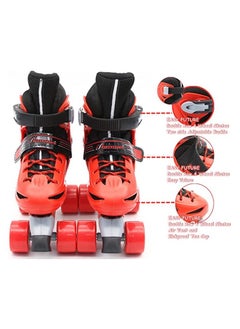 EASY FUTURE Roller Skates Adjustable Size Double Row 4 Wheel Skates Children Skates for Boys And Girls Including Protective Gear Knee Elbow Wrist Red Colour  - Image 4