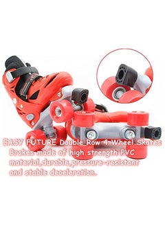 EASY FUTURE Roller Skates Adjustable Size Double Row 4 Wheel Skates Children Skates for Boys And Girls Including Protective Gear Knee Elbow Wrist Red Colour  - Image 5