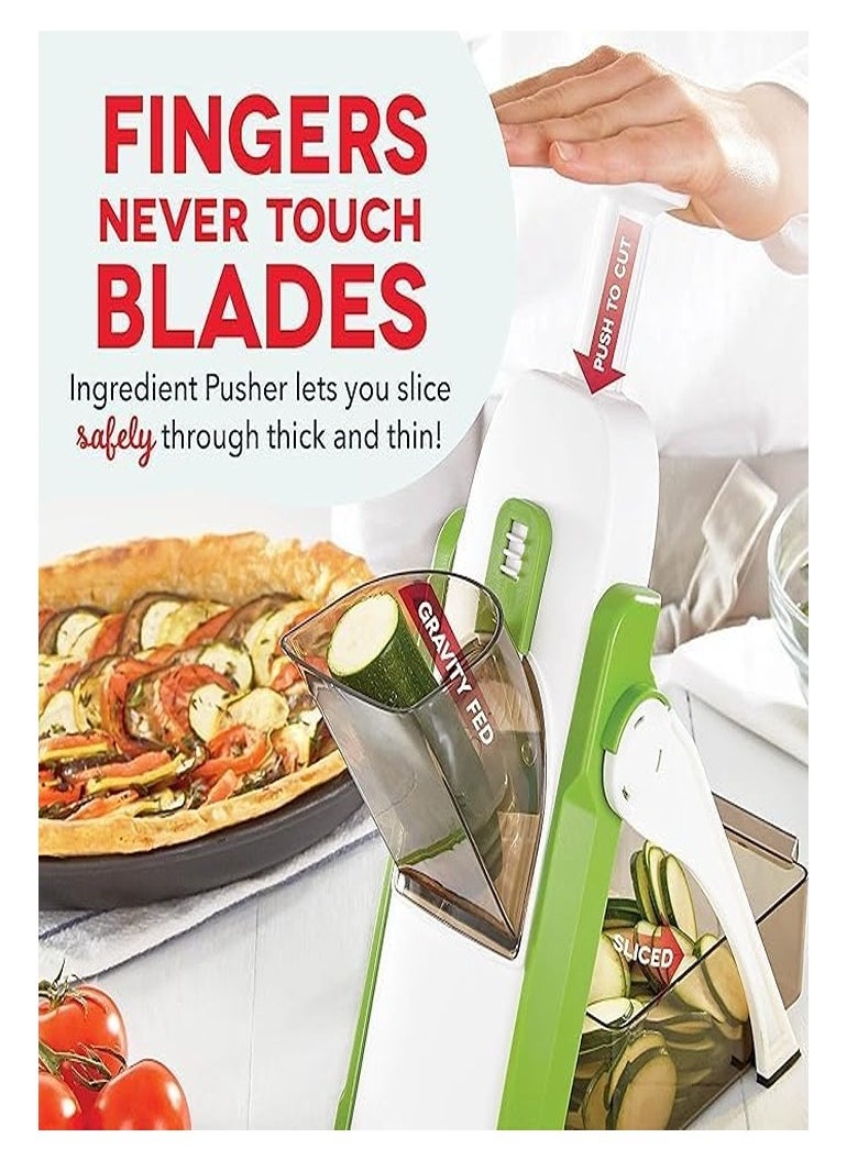 Generic Mandoline Cutter, Julienne + Vegetable Slicer, Meal Prep & More with 30+ Presets and Fish Adjuster - Green  - Image 3
