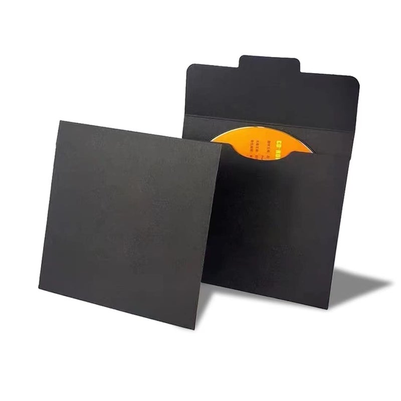 25pcs CD DVD Sleeves Black Kraft Paper DVD EnvelopesCardboard Envelopes Storage Holder Covers for CDDVD Packaging