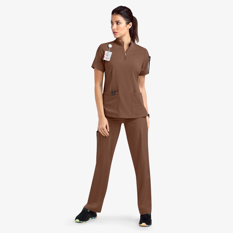 AliExpress Hot Sale Hand Washing Clothes Work Clothes Uniform Stand Collar suit Elastic Quick-drying Medical Operating Room Surgical Clothes 42108-Brown  - Image 1