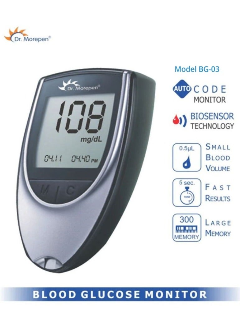 دكتور.موربين نظام Dr. Morepen BG-03 Gluco One لمراقبة مستوى الجلوكوز في الدم (بدون شرائط) - Image 2