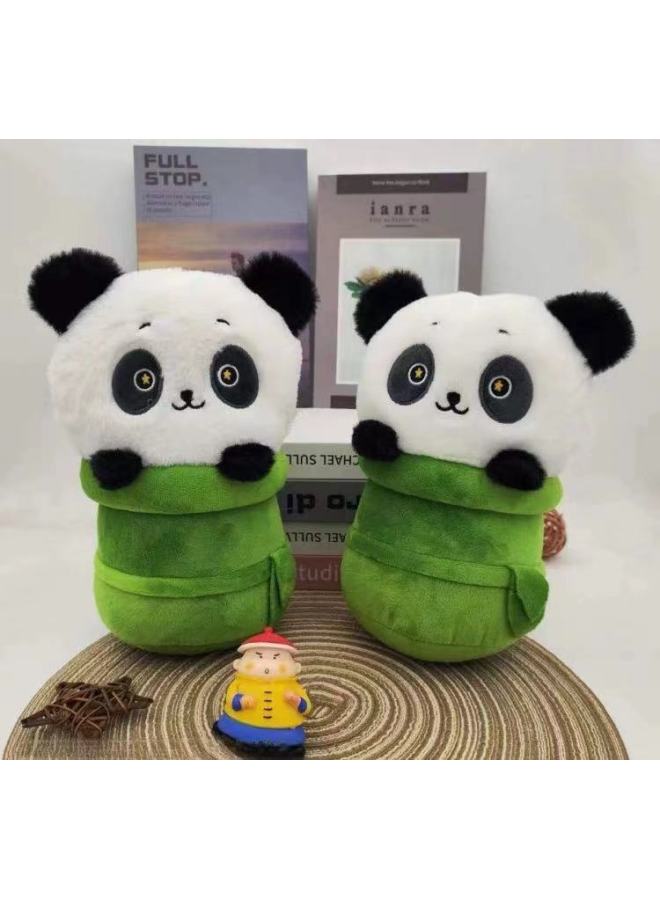Plush Toy 8 Inch Grab Doll Doll Wedding Throw Stall Push Ring Doll-Color:Bamboo Tube Panda-Height:About 20- 25cm - Image 1