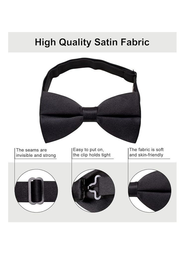 Generic - Pre-Tied Bow Tie Satin Solid Bowtie Adjustable Tuxedo Bowties for Men and Boys - Image 1