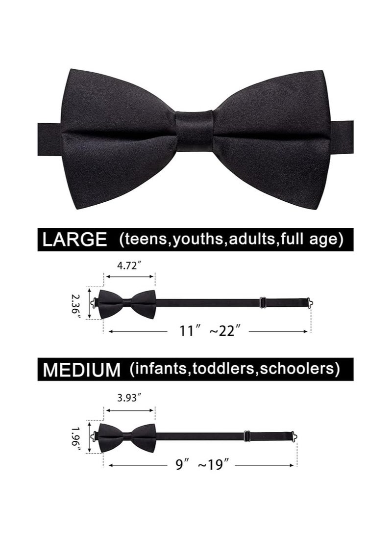 Generic - Pre-Tied Bow Tie Satin Solid Bowtie Adjustable Tuxedo Bowties for Men and Boys - Image 1