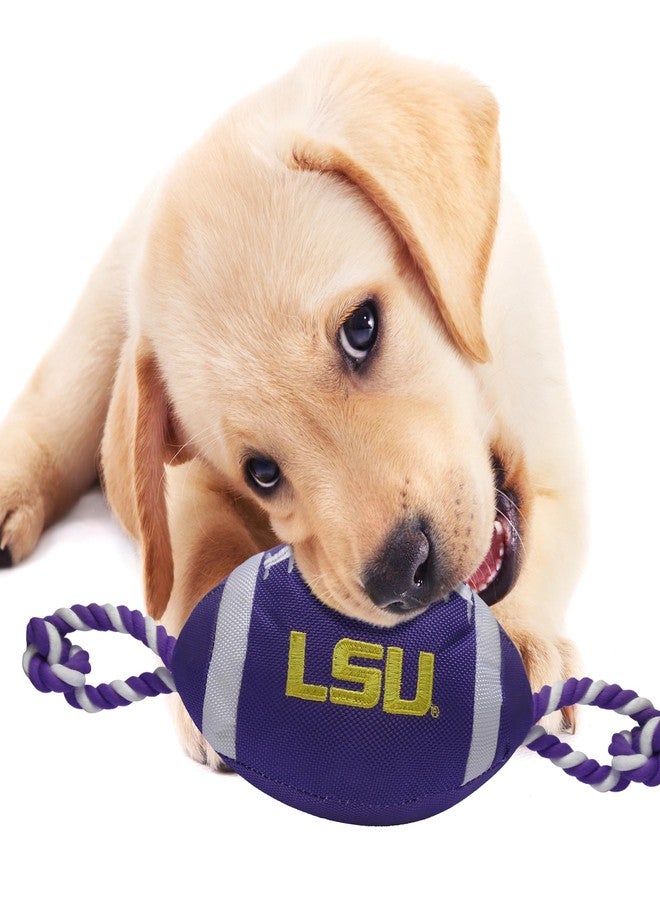 Pets First NCAA LSU Tigers Football Dog Toy, Tough Quality Nylon Materials, Strong Pull Ropes, Inner Squeaker, Collegiate Team Color, 1 Count (Pack of 1) - Image 4
