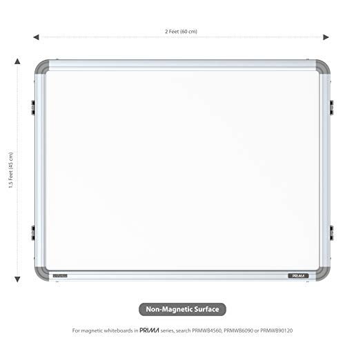 Pragati Systems Prima Melamine (Non-Magnetic) Whiteboard for Kids, Home & Kitchen with Heavy-Duty Aluminium Frame | Durable & Smooth Dry Erase Marker Writing Board | Small Size 1.5x2 Feet (Pack of 1) - Image 2