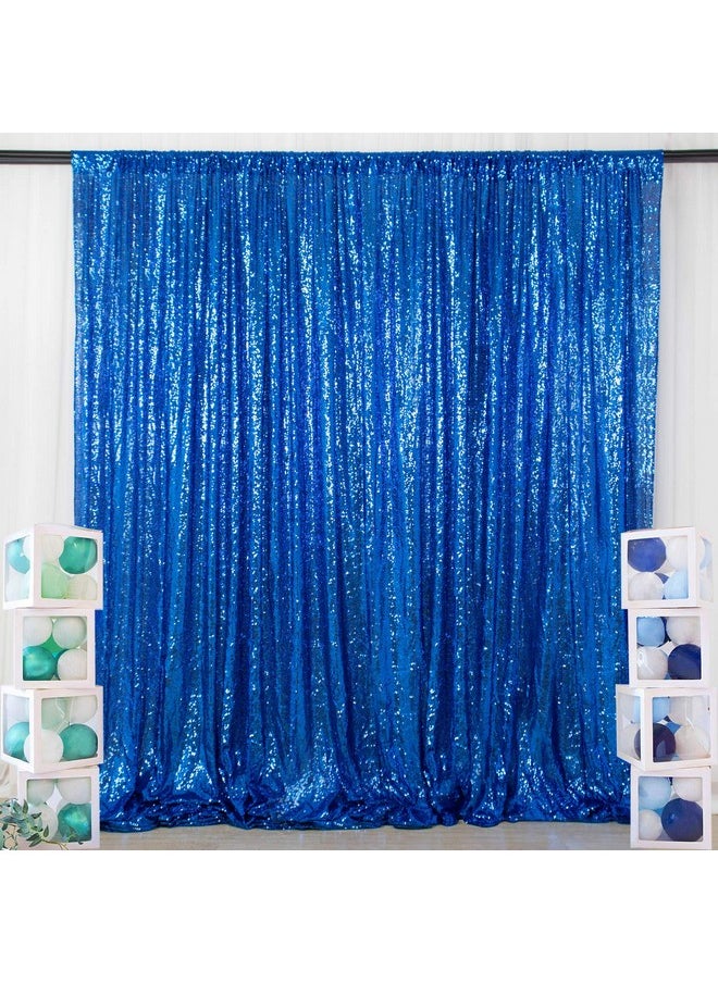 ShinyBeauty Royal Blue Sequin Curtain Backdrop 2 Panels 4Ftx8Ft Photo Curtain Backdrop Curtain Panels 96 Inches Long 190522E  - Image 2