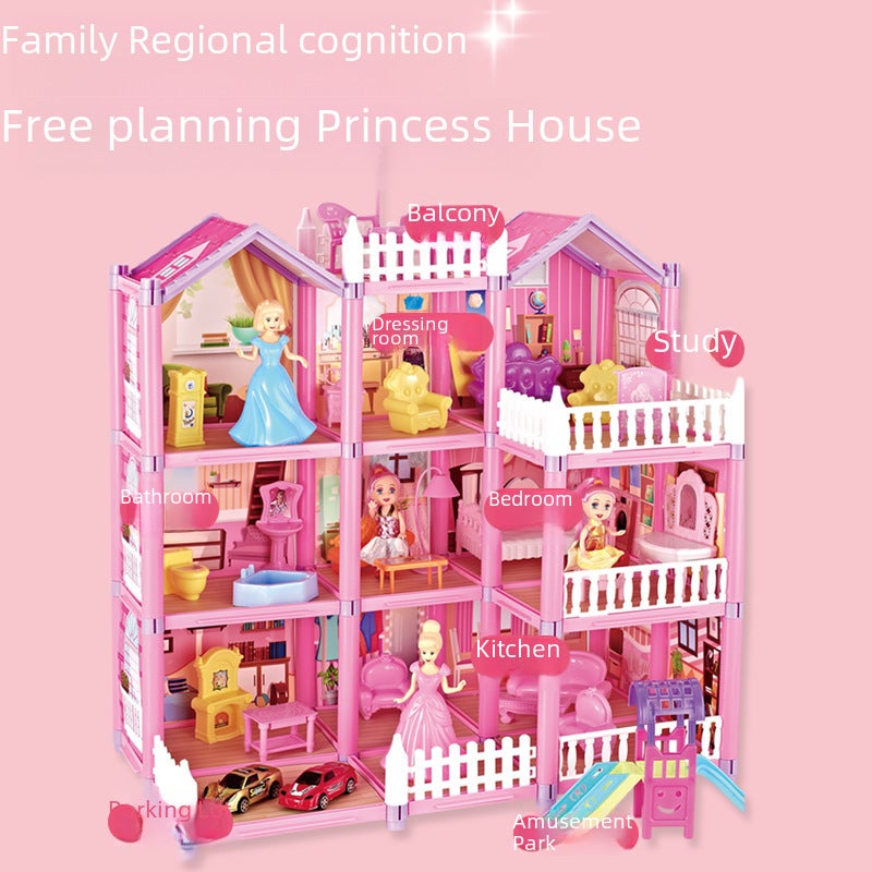 Cross-border DIY Princess House Girls Play House Toy Doll House Castle Villa Girls Assembled House([Box] DSJ55-2:126 sets of 844G) - Image 5