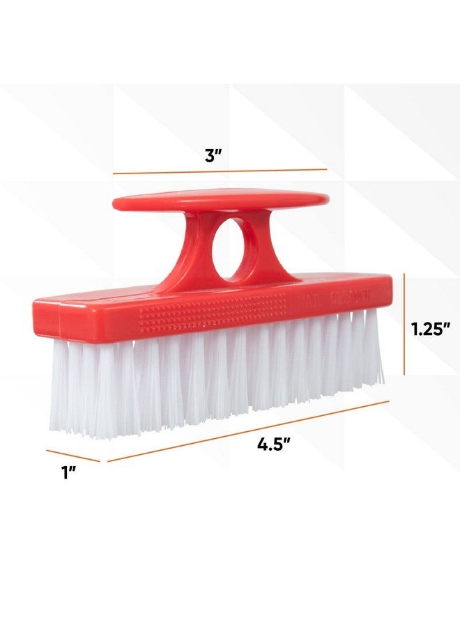 Superio Nail Brush Cleaner With Handle - Durable Brush Scrubber To Clean Toes, Fingernails, Hand Scrubber All Surface Cleaning, Red Heavy Duty Scrub Brush Stiff Bristles, Easy To Hold - Image 2