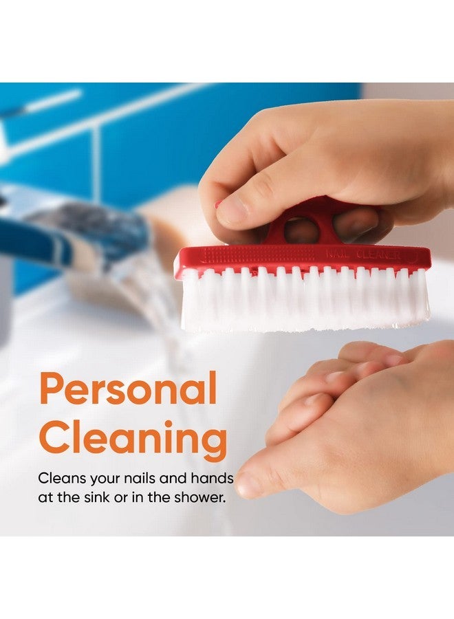 Superio Nail Brush Cleaner With Handle - Durable Brush Scrubber To Clean Toes, Fingernails, Hand Scrubber All Surface Cleaning, Red Heavy Duty Scrub Brush Stiff Bristles, Easy To Hold - Image 4