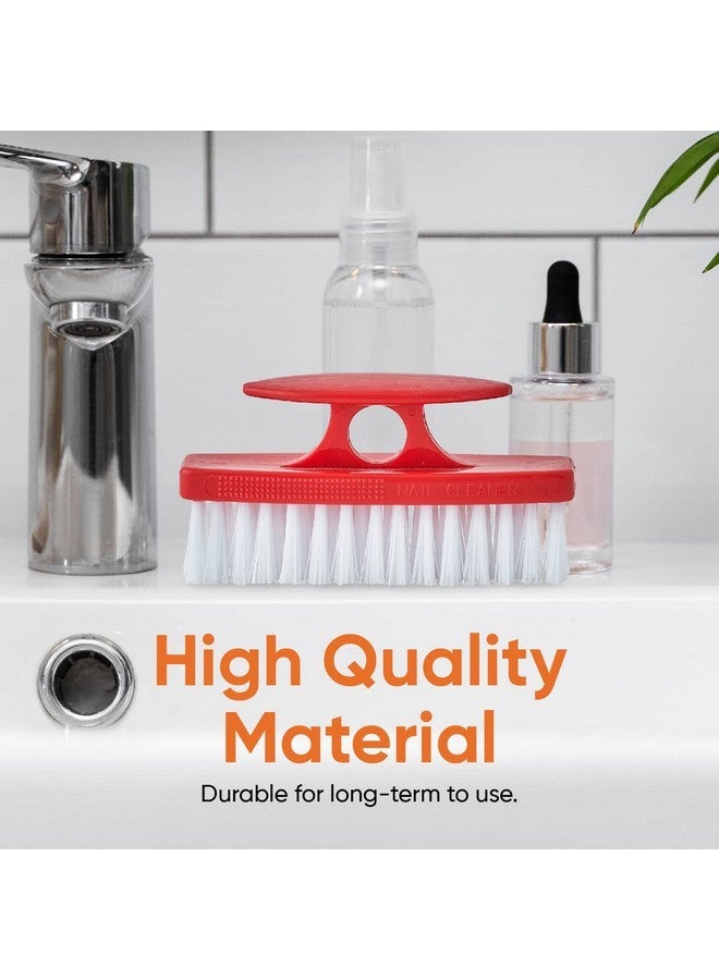 Superio Nail Brush Cleaner With Handle - Durable Brush Scrubber To Clean Toes, Fingernails, Hand Scrubber All Surface Cleaning, Red Heavy Duty Scrub Brush Stiff Bristles, Easy To Hold - Image 3