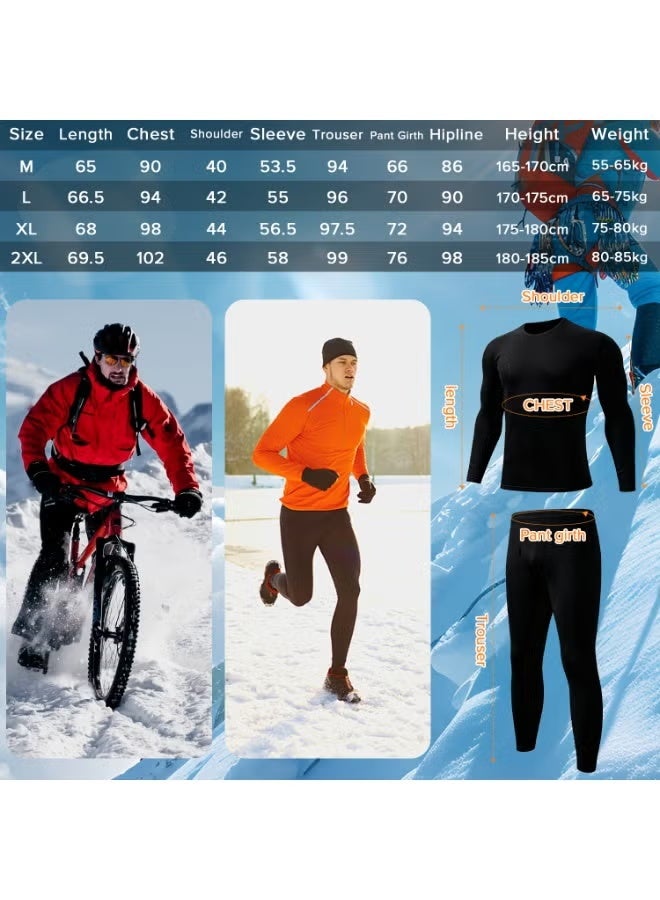 男士保暖内衣套装，加绒加厚，优质柔软保暖内衣，冬季打底衫及裤子，适合日常穿着和户外运动（黑色） - Image 4