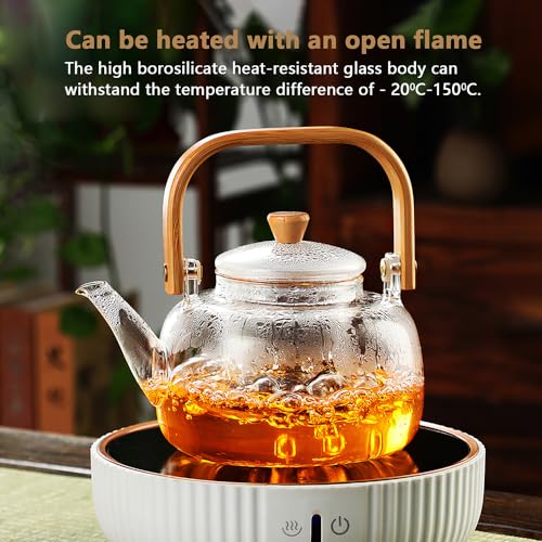 CUNHUY Glass Tea Pot Teapot for Stovetop Safe, Clear Teapot, Glass Tea Pot, Glass Tea Kettle, Glass Pot - Image 4