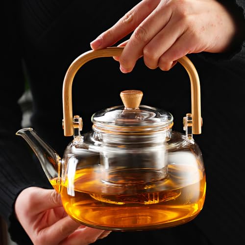 CUNHUY Glass Tea Pot Teapot for Stovetop Safe, Clear Teapot, Glass Tea Pot, Glass Tea Kettle, Glass Pot - Image 1