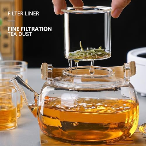 CUNHUY Glass Tea Pot Teapot for Stovetop Safe, Clear Teapot, Glass Tea Pot, Glass Tea Kettle, Glass Pot - Image 2