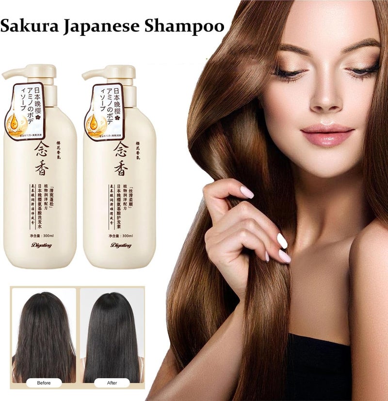 Sakura Japanese Shampoo for Hair Loss, Sakura Shampoo and Conditioner Japanese, Sakura Hair Growth Shampoo Japan'S No. 1 Shampoo, Japan Evening Sakura Nianxiang Shampoo, Thick Smooth Hair (1 Group) - Image 2