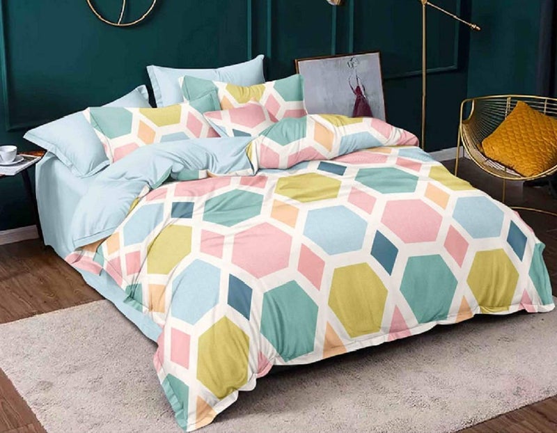 Laying Style غطاء لحاف مزدوج مطبوع من قطن الميكروفايبر الناعم بتصميم Laying Style™ 90" × 100" بوصة متعدد الألوان - Image 1