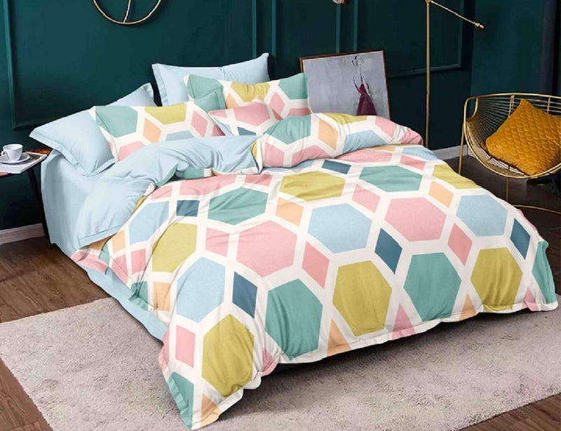 Laying Style غطاء لحاف مزدوج مطبوع من قطن الميكروفايبر الناعم بتصميم Laying Style™ 90" × 100" بوصة متعدد الألوان - Image 2