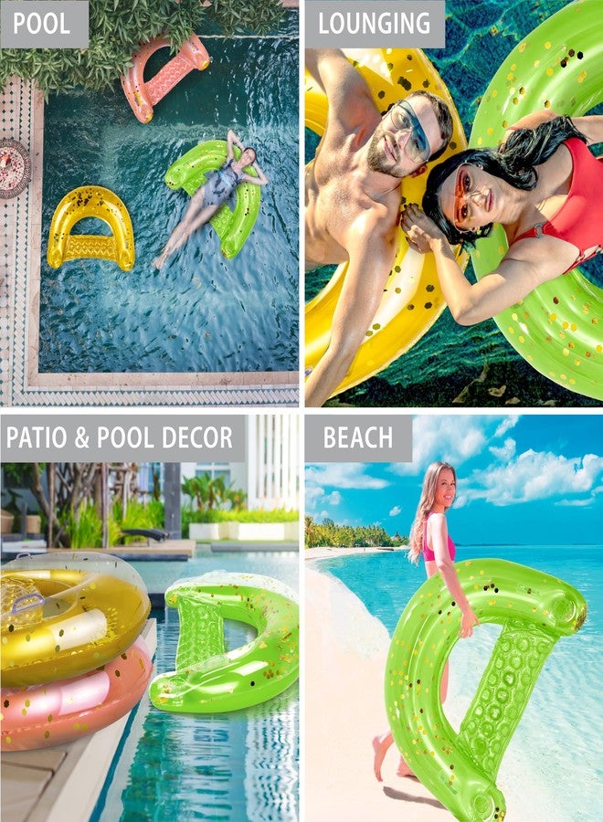 POZA Inflatable Pool Float Chair - Sparkle Confetti Lounge Inflatable Pool Floats, 2 Built in Cup Holders & Handles, Adult Inflatable Pool Lounger Floating Chair for Beach, Lake & Pool - 48x38 Inch - Image 3