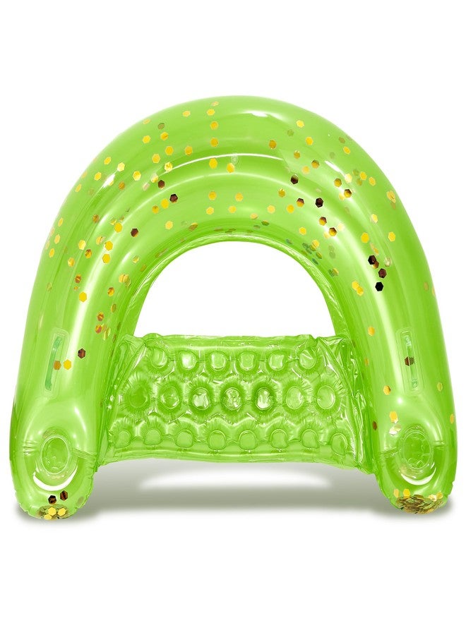 POZA Inflatable Pool Float Chair - Sparkle Confetti Lounge Inflatable Pool Floats, 2 Built in Cup Holders & Handles, Adult Inflatable Pool Lounger Floating Chair for Beach, Lake & Pool - 48x38 Inch - Image 1
