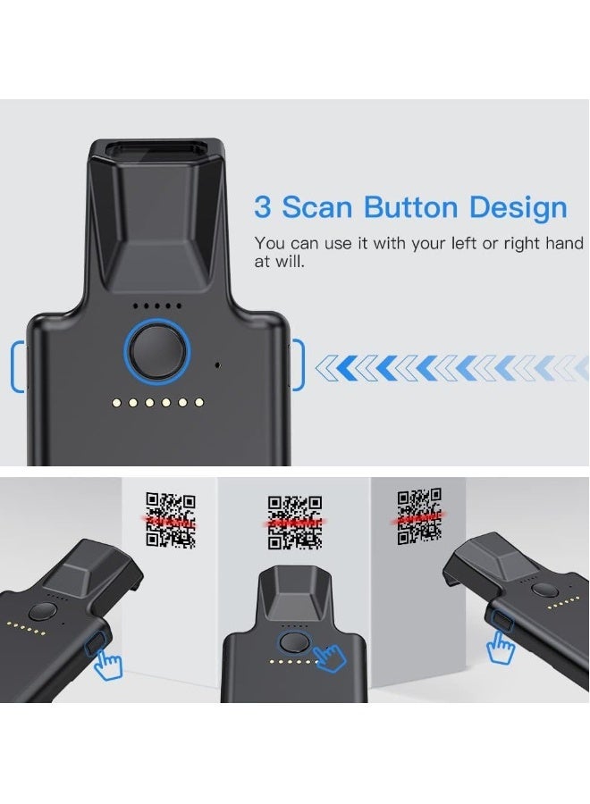 2D QR Bluetooth Barcode Scanner, Wireless Adjustable Back Clip Phone Bar Code Scanner for 1D 2D Data Matrix Code Reader, Work with iPhone, Android, iOS for...