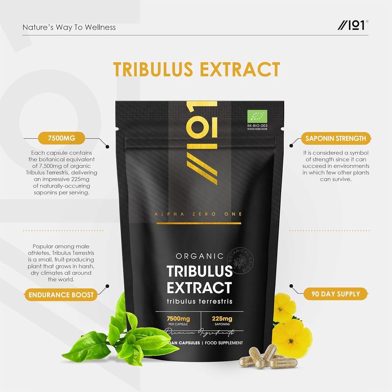 ALPHA01 Organic Tribulus Terrestris Extract 7500mg â€“ Standardised 45% Saponins - 90 Vegan Capsules â€“ Resealable and Recyclable Pouch by Alpha01 - Image 2