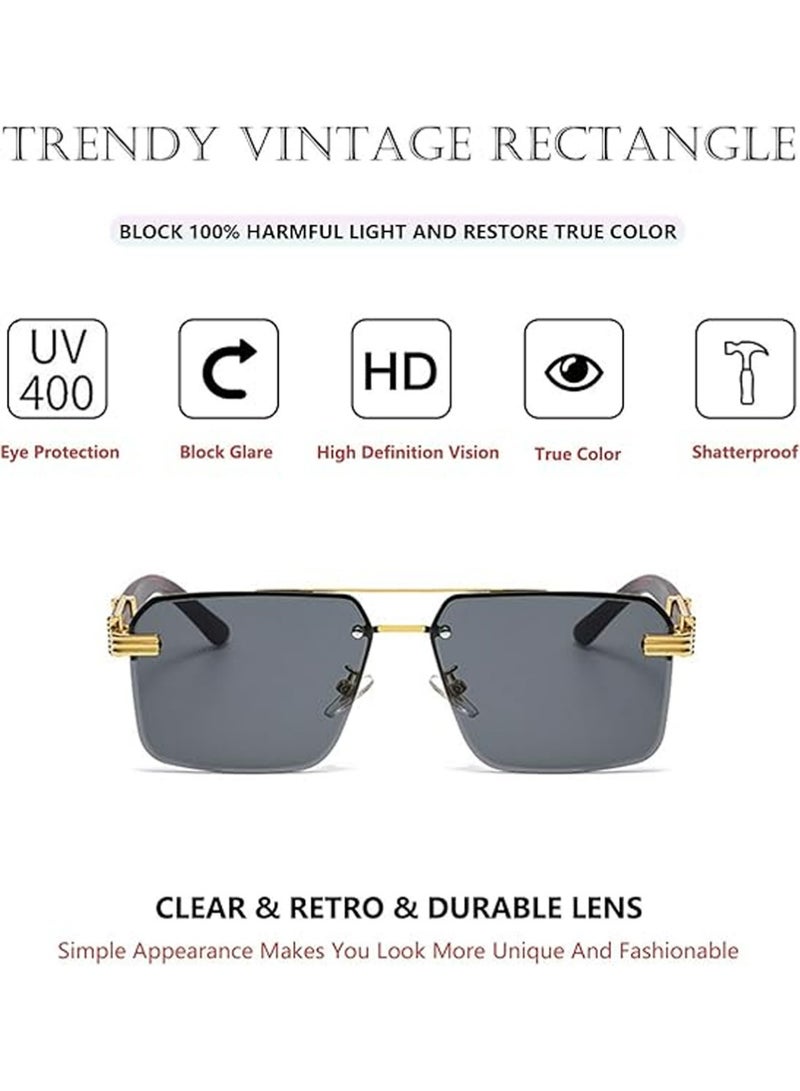 بولوز 3PCS مربع طيار نظارات شمسية للنساء الرجال نصف إطار الماس القديم قطع العدسة الكلاسيكية ظلال التدرج - Image 5