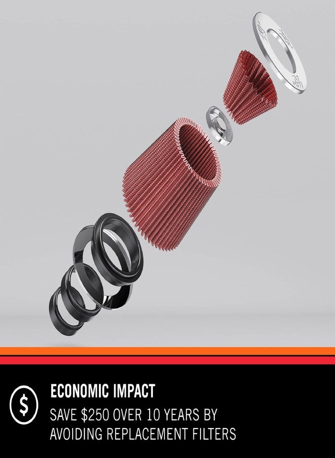 كيه آند إن فلتر هواء/متنفس K&N: عالي الأداء، ممتاز، قابل للغسل، فلتر بديل للمحرك: قطر الحافة: 1.5 بوصة، ارتفاع الفلتر: 2.5 بوصة، طول الحافة: 0.4375 بوصة، الشكل: متنفس، 62-1460 - Image 3