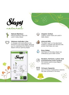 Sleepy Natural Size 1, Newborn, 80 Count, 2 X 40 Absorption For Ultimate Skin Protection Premium Plant-Based Sustainable Baby Dry Diaper 2-5Kg, 100% Leakage Protection  - Image 4