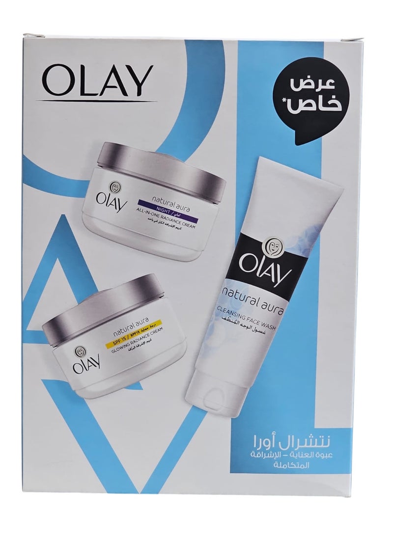 Olay Olay Naturalaura  Box + 50g Day Cream + 50g Night Cream + 100ml Cleansing Wash 