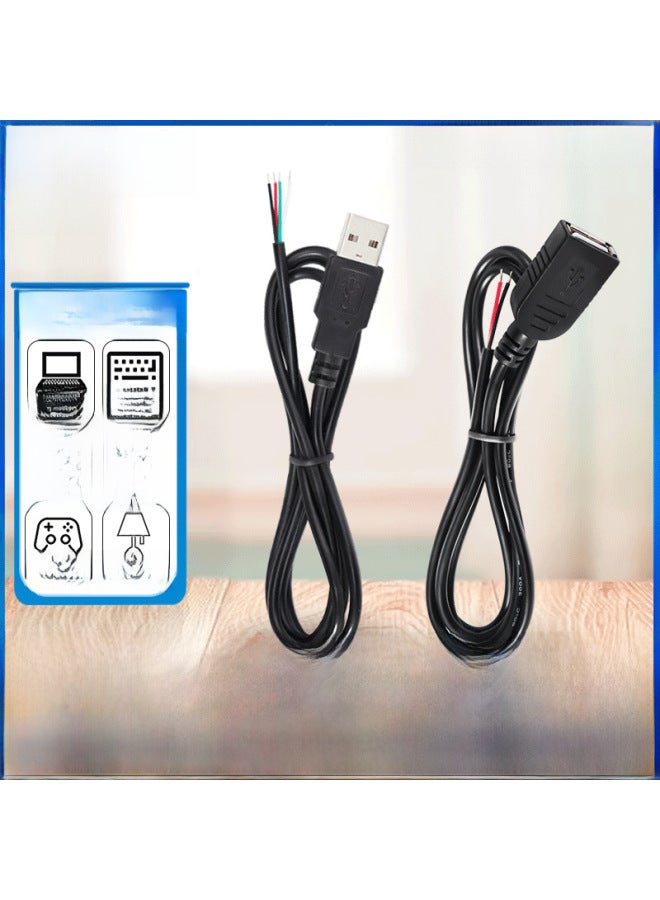 Usb Wire Semi-finished 2-core Charging Wire 4-core Data Wire Usb Male Female Single Wire Power Wire Usb Wire-Color:2 Core USB Male Head 2 M - Image 2