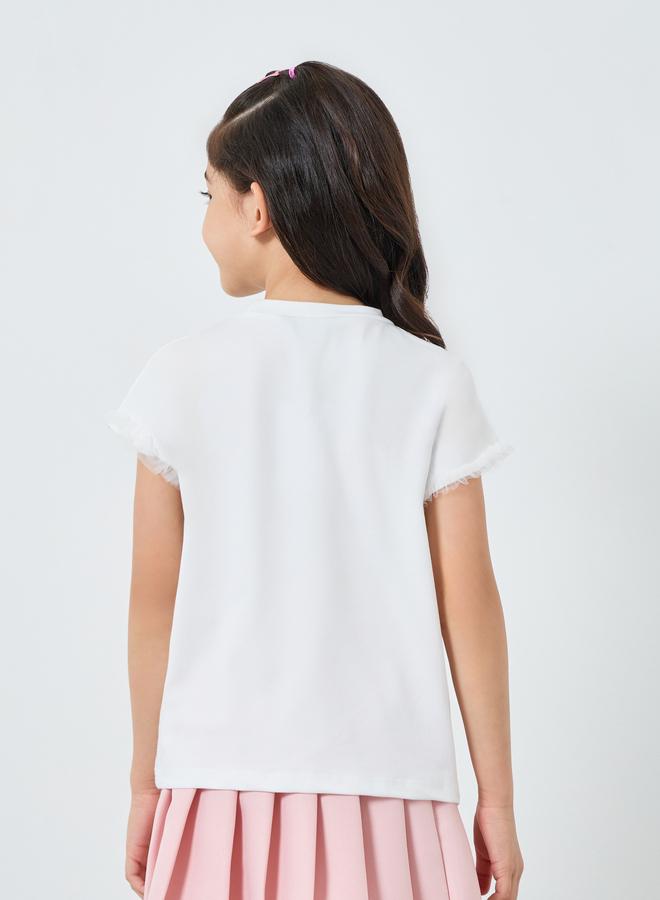 Styli Girls Off-White Butterfly Applique T-Shirt - Image 5