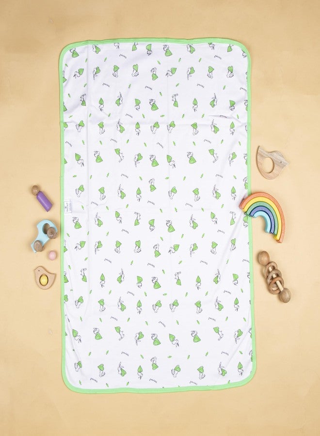 Tinycare Cotton Bath Towel for New Born, Extra Soft Fabric Interlok Printed Towel for Kids/Toddler/Infants, Quick Absorbent, Reusable Napkins Bathing Towels (85 x 60 cm, Green)_Pack of 1 - Image 3