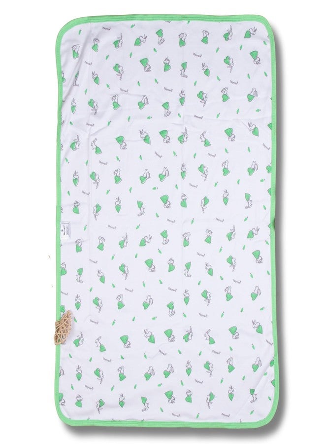 Tinycare Cotton Bath Towel for New Born, Extra Soft Fabric Interlok Printed Towel for Kids/Toddler/Infants, Quick Absorbent, Reusable Napkins Bathing Towels (85 x 60 cm, Green)_Pack of 1 - Image 1