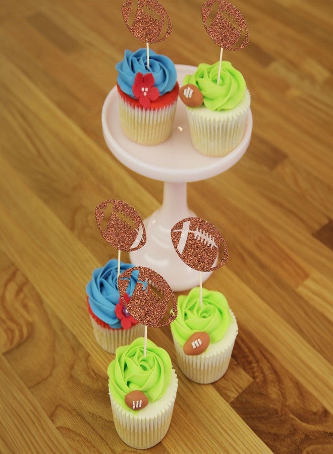 Ephlyn 24Pcs Rugby Football Cupcake Toppers Rugby Ball Cupcake Picks Sports Ball Theme Cake Decoration for Rugby Super Baby Shower Kids Birthday Party Decorations Supplies - Image 4