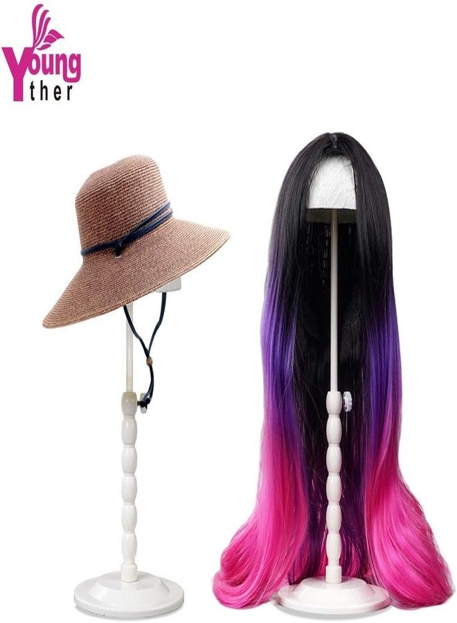 Youngther 2Pcs Wig Stand Adjustable Height Hat Display Portable Folding Wig Head Holders Plastic Wig Stand for Styling Wig Hair Drying Display(2 PCS (PACK OF 2) )(PACK OF 2) - Image 2