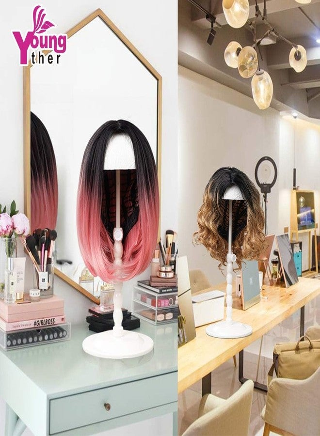 Youngther 2Pcs Wig Stand Adjustable Height Hat Display Portable Folding Wig Head Holders Plastic Wig Stand for Styling Wig Hair Drying Display(2 PCS (PACK OF 2) )(PACK OF 2) - Image 3