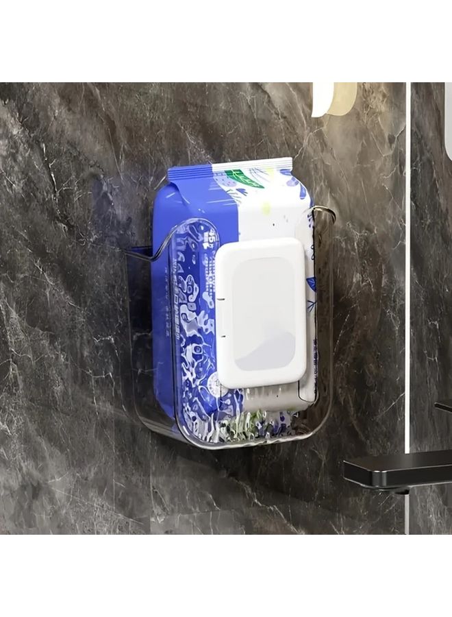 Transparent Grey Self Adhesive Wall Hanging Tissue Box Storage For Bathroom Kitchen Living Room Bedroom - Image 1