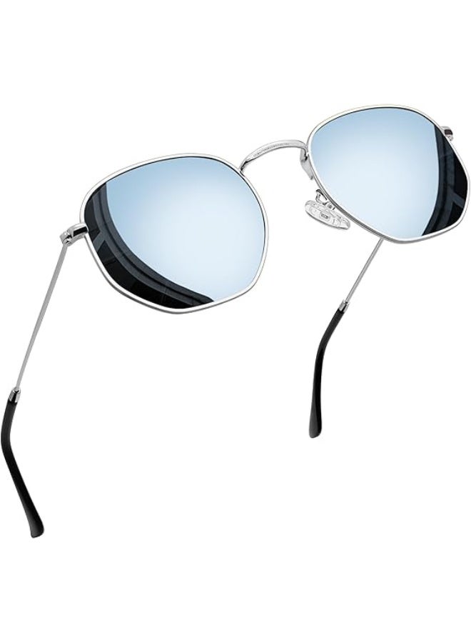 Joopin Hexagonal Polarized Sunglasses for Women Men, Geometric Square Shade Vintage Metal Frame Retro Glasses - Image 1