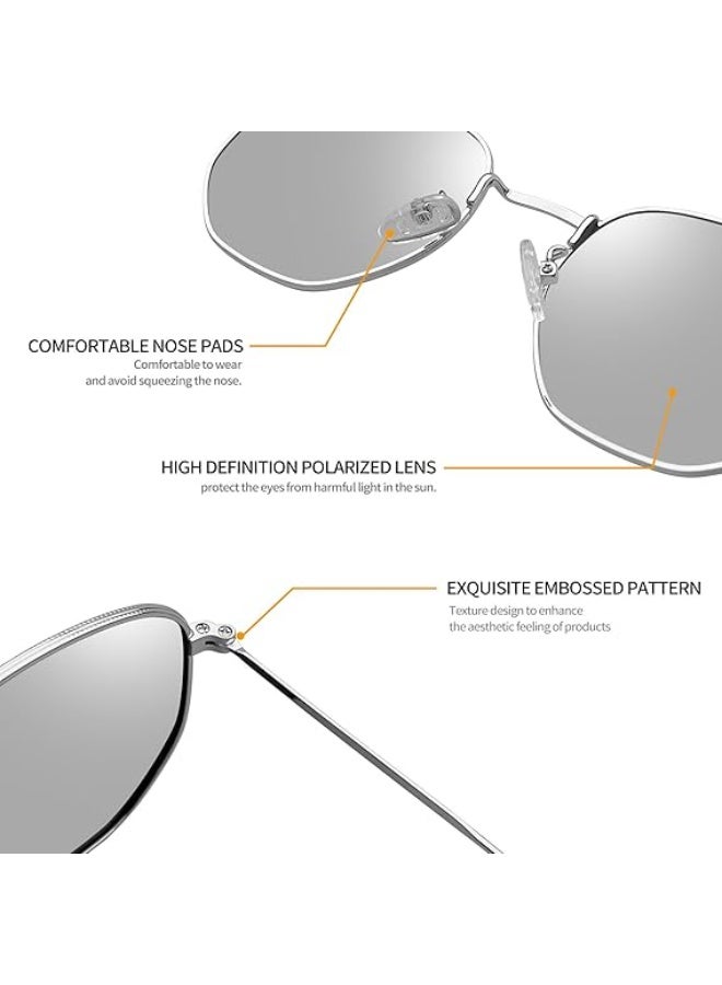 Joopin Hexagonal Polarized Sunglasses for Women Men, Geometric Square Shade Vintage Metal Frame Retro Glasses - Image 3