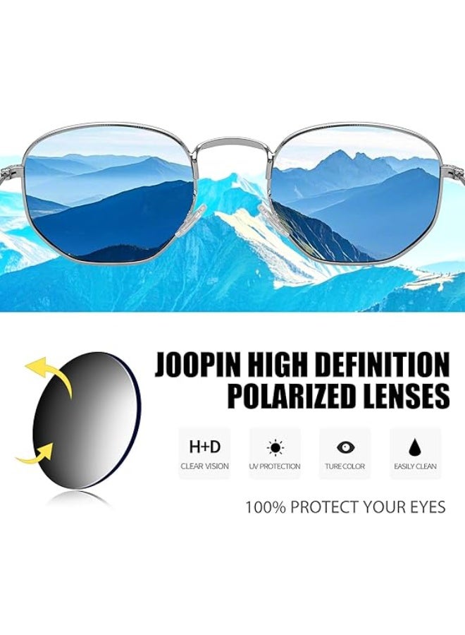 Joopin Hexagonal Polarized Sunglasses for Women Men, Geometric Square Shade Vintage Metal Frame Retro Glasses - Image 5