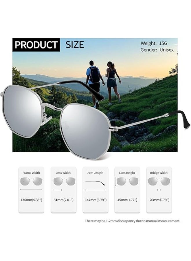 Joopin Hexagonal Polarized Sunglasses for Women Men, Geometric Square Shade Vintage Metal Frame Retro Glasses - Image 4