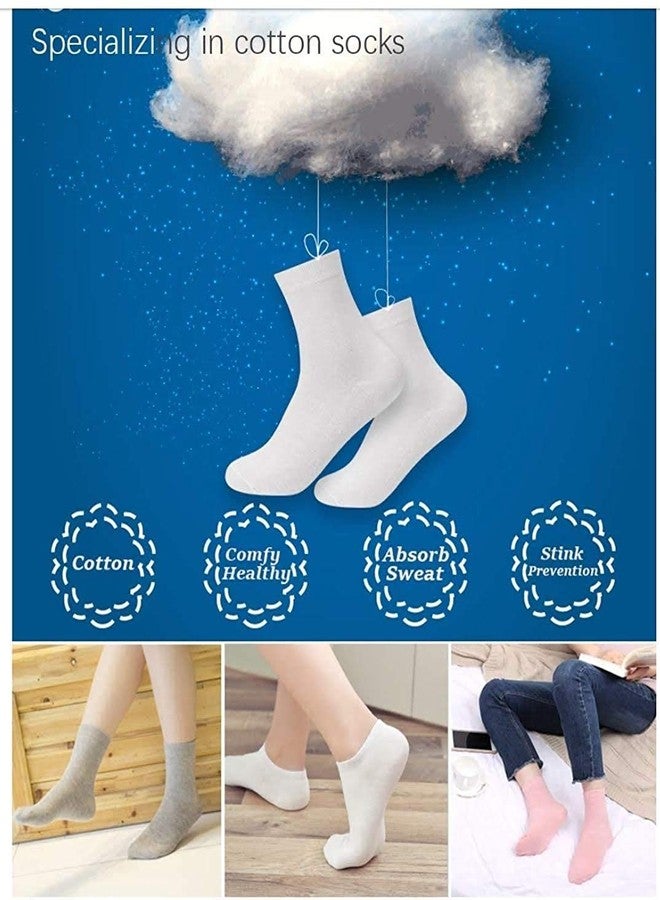 V3E Boys' & Girls' Cotton Plain Ankle Length School Socks (White & Black)-(Pack of 10) - Image 4