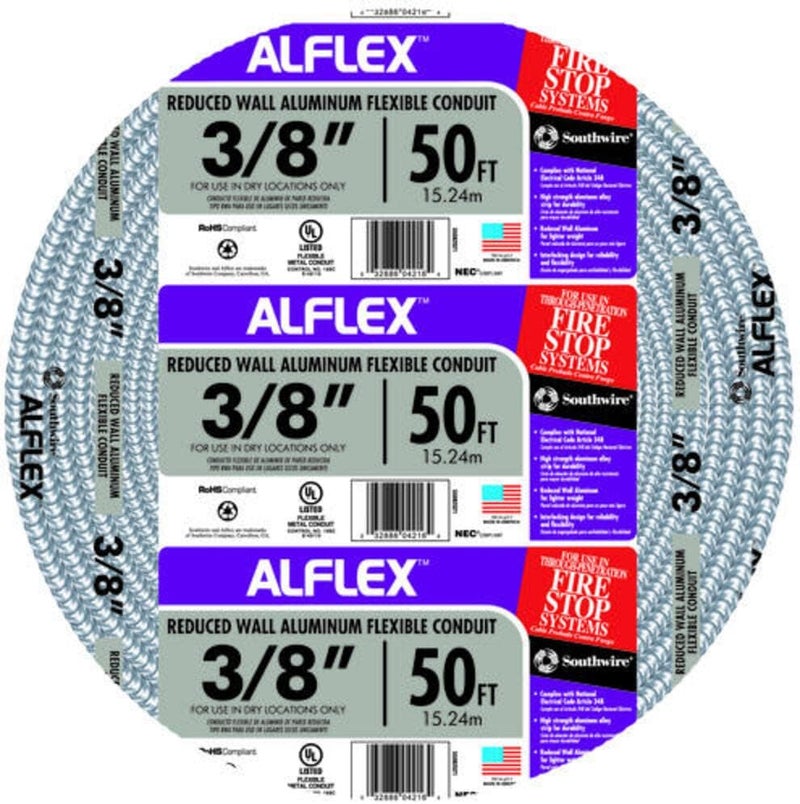 Southwire Fo3750050m Aluminum Flex Conduit, 3/8" X 50' - Image 1